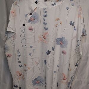 Lily Rose Floral Blouse in Pastel Blue and Pink
